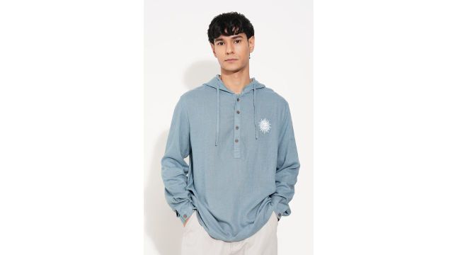 7 ALt Blue Astrological Print Hoodie Shirt
