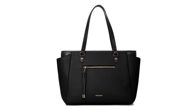 Abby Black Solid Shoulder Tote Bag