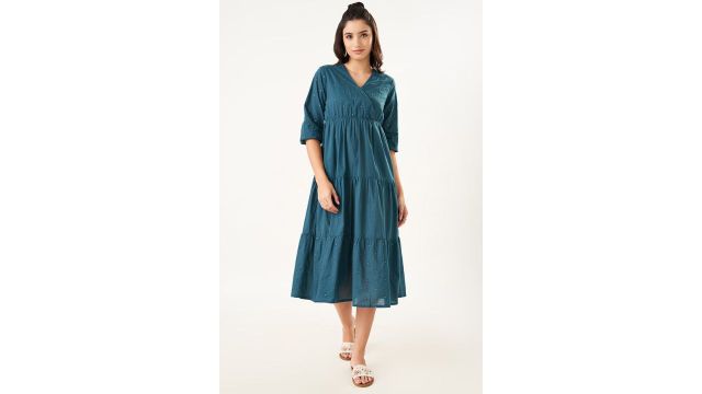 Akkriti Teal Solid Below Waist Casual Women Regular Fit Dress