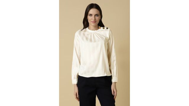 Allen solly Beige Textured Formal Women Regular Fit Top