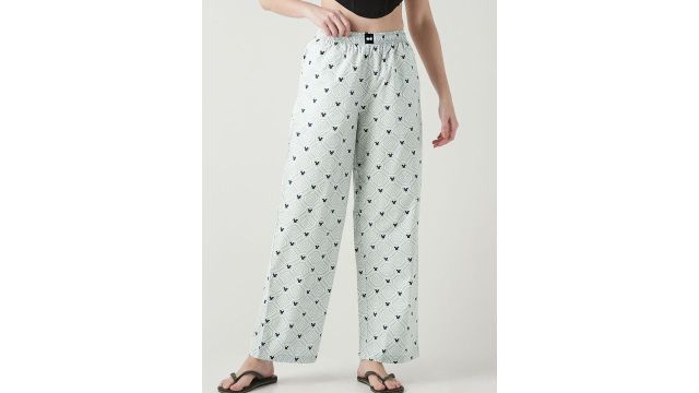 Bewakoof Women All Over Printed Pure Cotton Wide Leg Lounge Pants