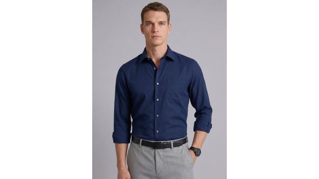 Blackberrys Spread Collar Pure Cotton Formal Shirt