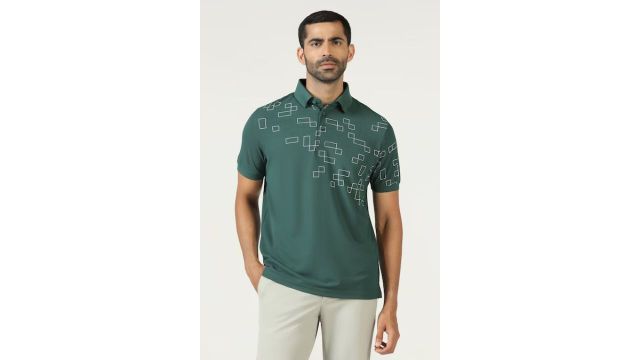 Blackberys Green Printed Casual Half Sleeves Polo Collar Men Slim Fit T-Shirt
