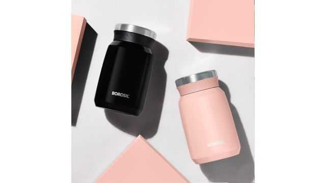 Borosil CarryMate 500 ml Stainless Steel Jar