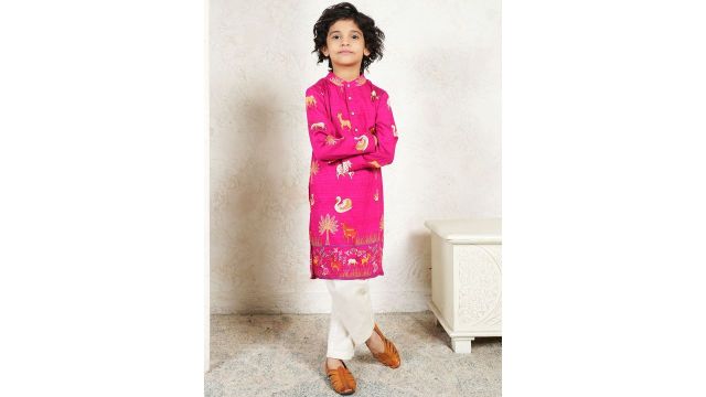 Bugandbees Boys Embroidered Thread Work Kurta