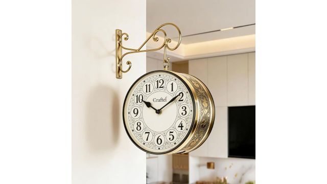 CRAFTEL Double-Sided Station Wall Clock