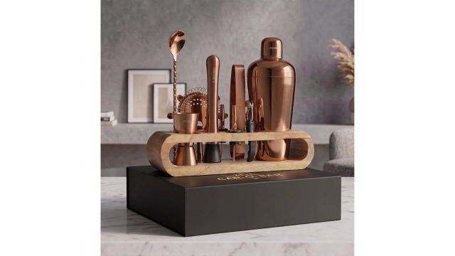 Car-O-Bar Copper Gold Bar Set With Stand