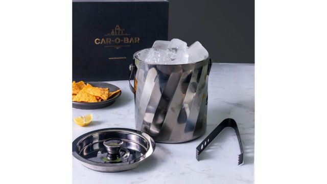 Car-O-Bar Gun Metal Stainless Steel Ice Bucket