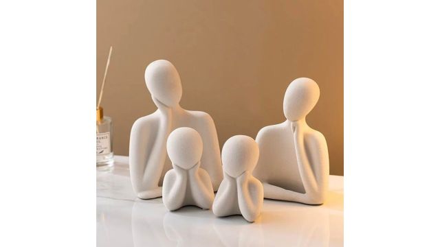 Ceramic Family Statue Set of Four