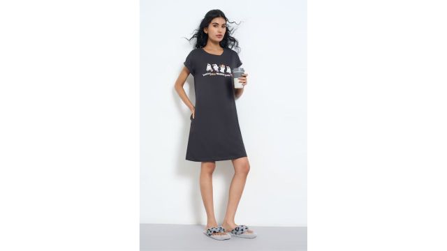 Charcoal Ghost Print Sleep Nightdress