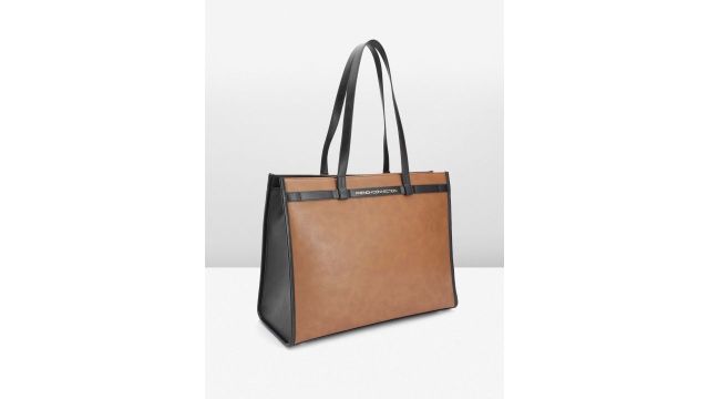 Colourblocked PU Shopper Office Tote Bag
