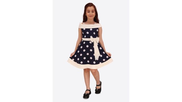 Cutecumber Polka Dot Print Fit & Flare Dress