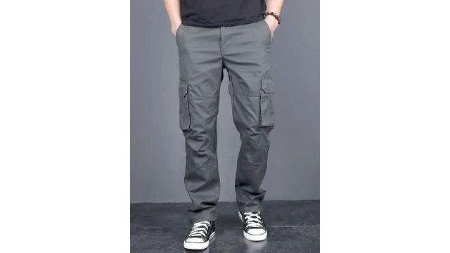 Fabripple Men Cotton Classic Mid-Rise Loose Fit Cargos Trousers