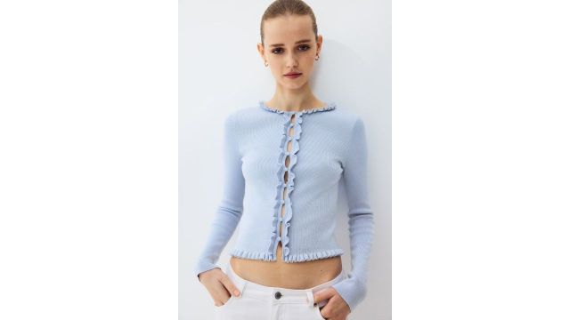 Frill-trimmed Cardigan