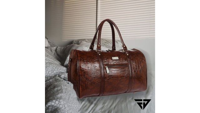 Fur Jaden Brown Textured Weekender Duffel Bag