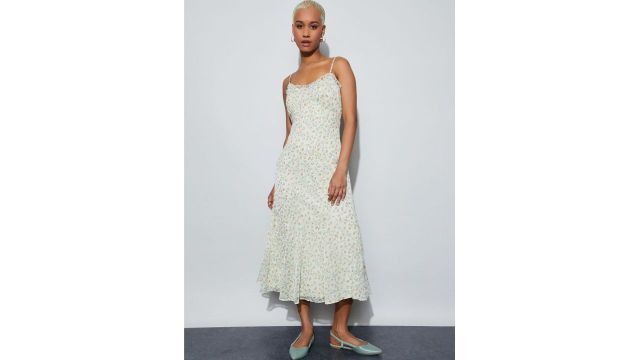 Ginger by lifestyle Floral Print Ruffled A-Line Midi Dress