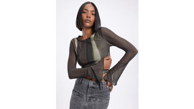 Glitchez Detailed Mesh Crop top