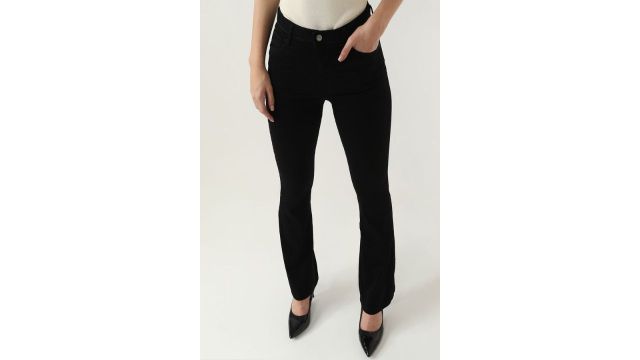 Kraus Black Solid Full Length Casual Women Flared Jeans