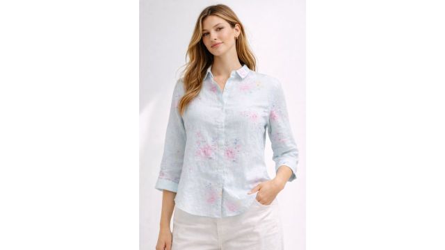 Kraus Light Blue Floral Printed Slim Fit Shirt