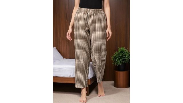 Kryptic Women Checked Pure Cotton Lounge Pants