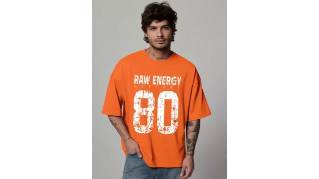 Leotude Typography Printed Round Neck Drop Shoulder Sleeves Oversized T-shirt