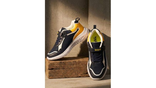 Liberty LEAP7X Kids Black & Navy Blue Memory Foam Slip-On Sports Shoes