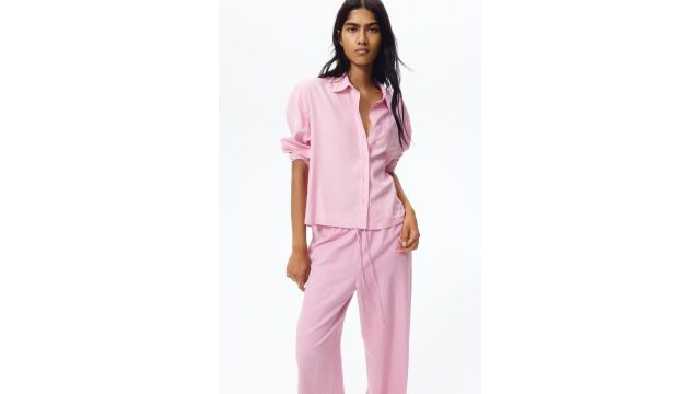 Linen-blend Shirt in Pink