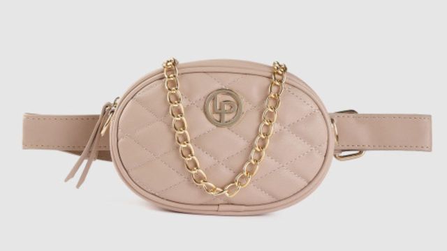 Lino Perros Beige Quilted Sling Bag cum Waist Pouch