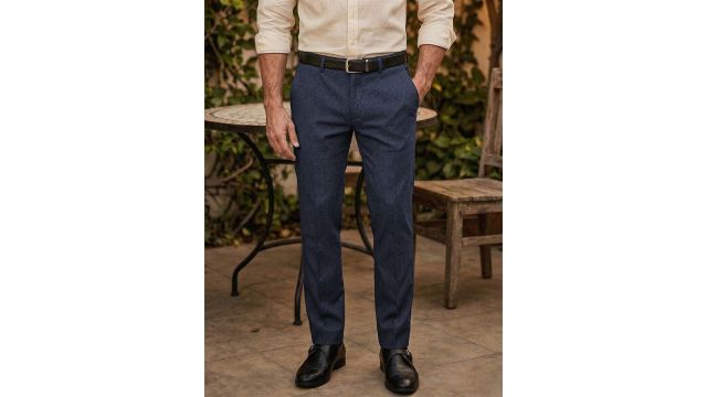 Louis Phillipe Men Slim Fit ELASTICA Comfort Stretch Checks Formal Trouser