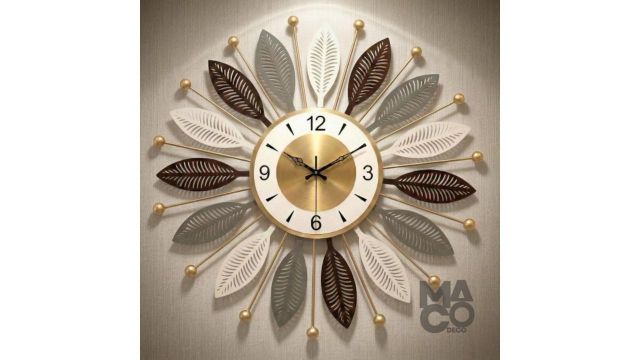 Metal Leaf Pattern Wall Clock