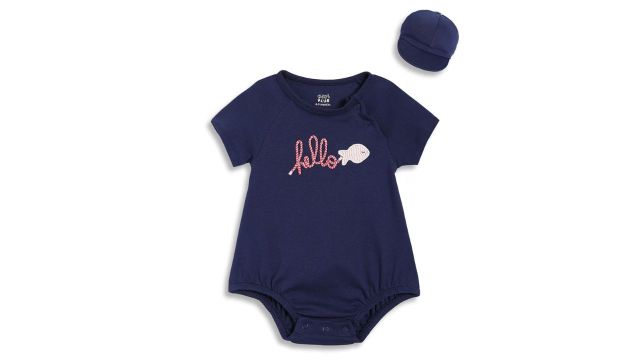 Mini Club Navy Embroidered Regular Fit Bodysuits