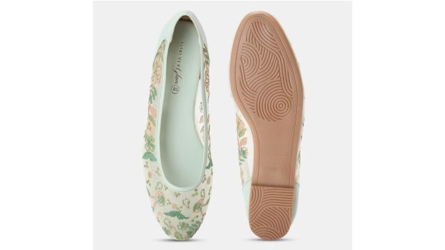Mint Embroidered Casual Women Ballerinas