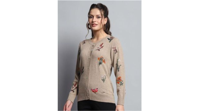 Monte Carlo Women Woollen Poncho with Embroidered Detail