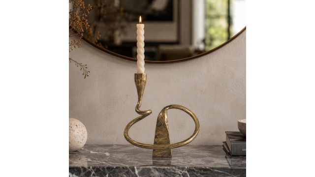 Orbit Candle Stand in Antique Brass