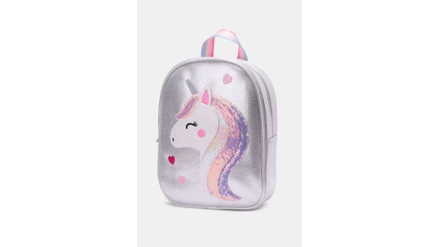 Pantaloons junior Silver Unicorn Embroidered Backpack