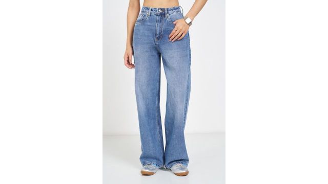 People Blue Washed Wide Leg Jeans