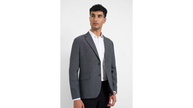 Peregrine Grey Solid Athleisure Full Sleeves Shirt Collar Men Slim Fit Blazer