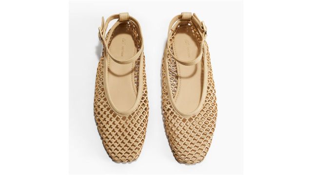 Perforated Leather Ballet Pumps