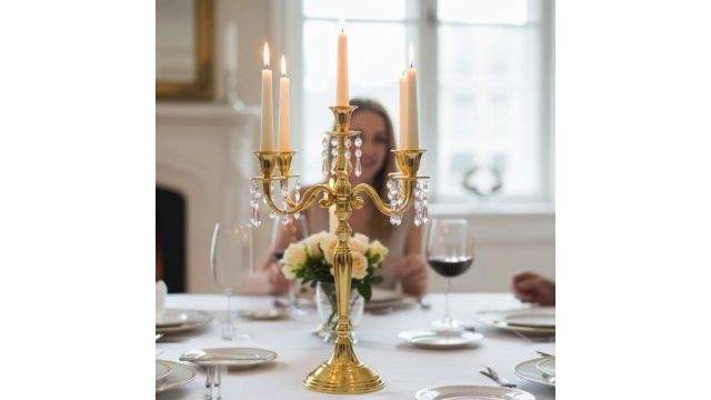 Premium 24-Inch Golden 5-Arm Candle Stand