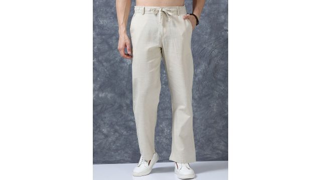 Roadster The Lifestyle Co Linen Relaxed-Fit Regular Trousers