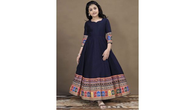 Sangria Girls Embroidered Anarkali Maxi Dress