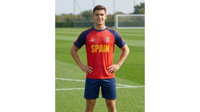 Shein X FIFA World Cup 2026 Spain Chest Print Crew Jersey