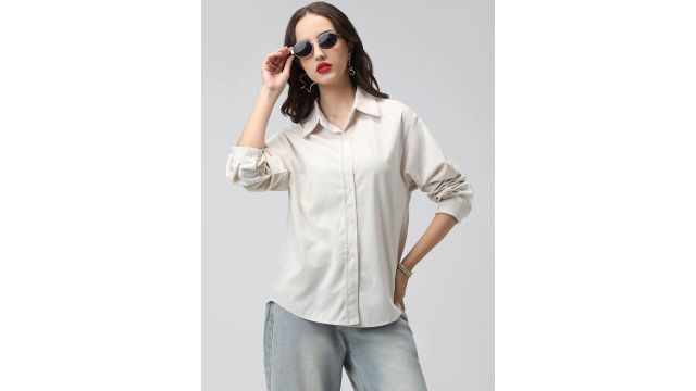 Showoff Women Solid Corduroy Casual Shirts