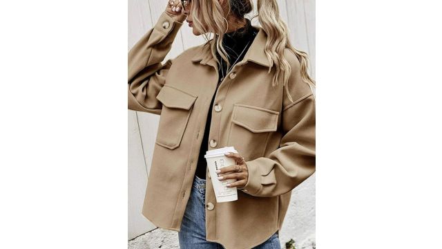 Stylecast Khaki Spread Collar Long Sleeves Shacket