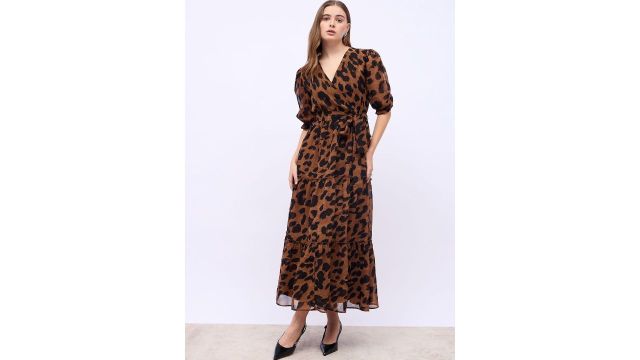 Styli Women V-Neck Wrap Maxi Dress