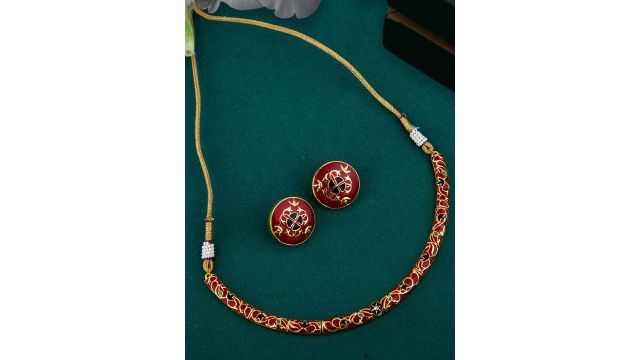 Tahira Enameled Choker Necklace Set