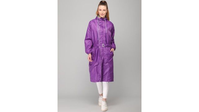 The Clownfish Brilliant Pro Purple Solid Waterproof Seam Sealed Long Rain Jacket