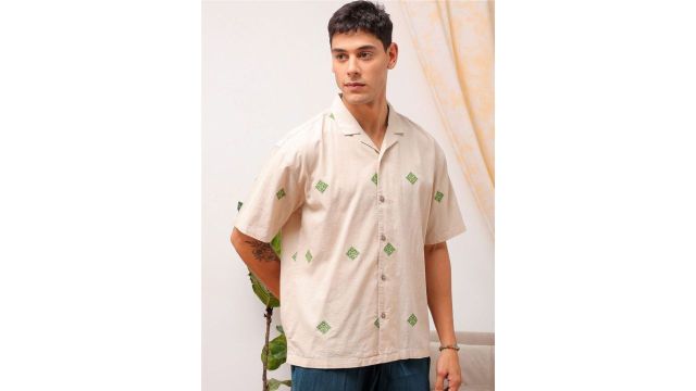 The Indian Garage Co Men Relaxed Fit Embroidery Resortwear Shirt