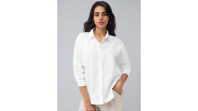 The Souled Store Pristine Women Solid Cotton Oversized Fit Boyfriend Shirts
