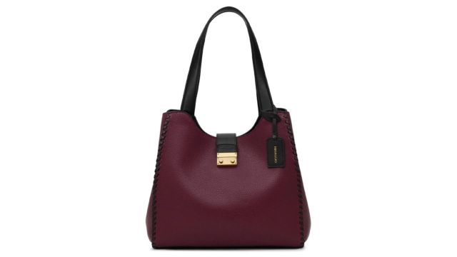 Thea Wine Grain Textured Hobo Bag